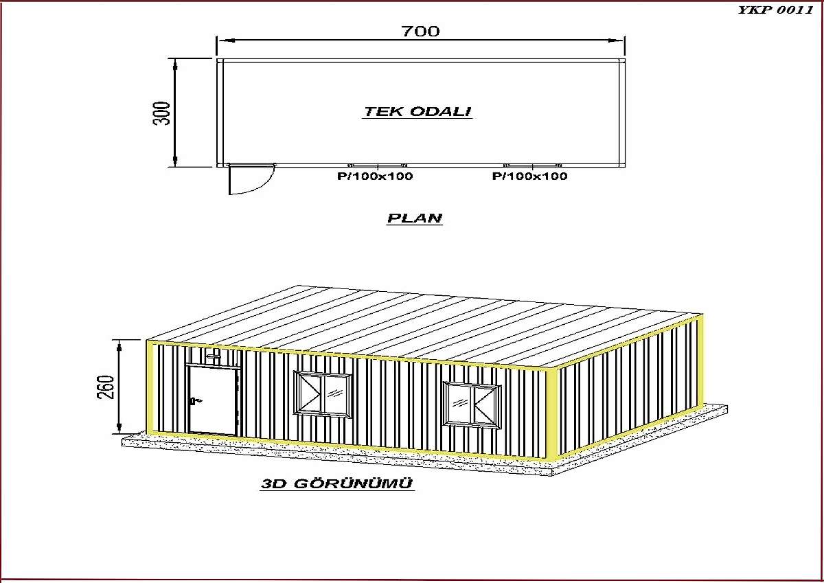 3X7 Standart Sandviç Panel Konteyner Sistemler